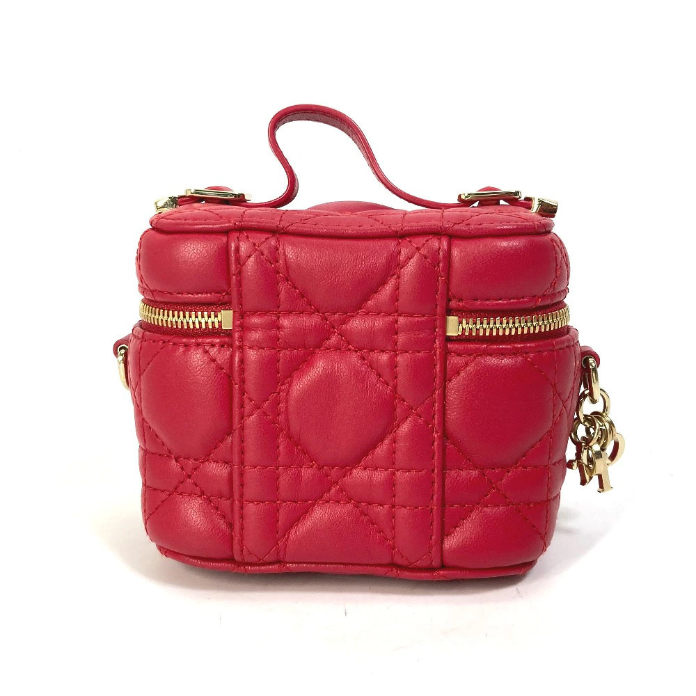 Dior Cannage Vanity Red Bag Shoulder Leather Lady Handbag